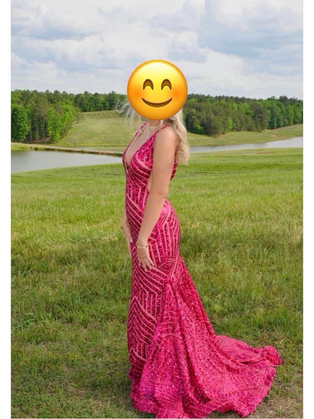 Jovani Fuchsia Sequin Sheath Gown